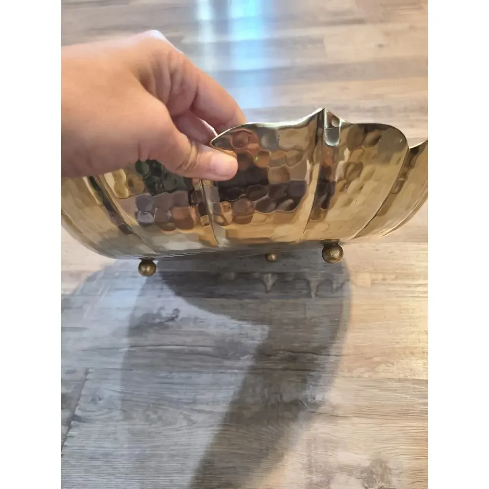 Pier one gold decorative textured metal bowl